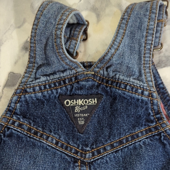 Size 9M OshKosh B'gosh Blue Overalls with Plaid Cuffs - Picture 9 of 12